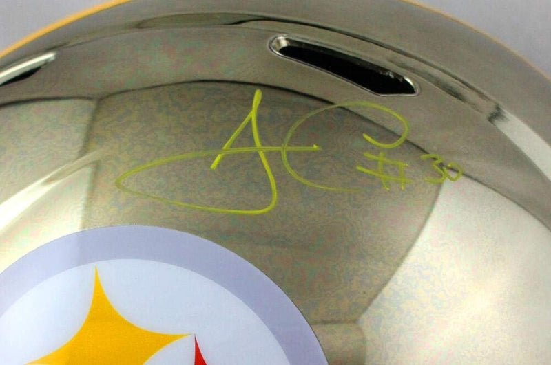 James Conner Signed Pittsburgh Steelers Full Size Chrome Helmet