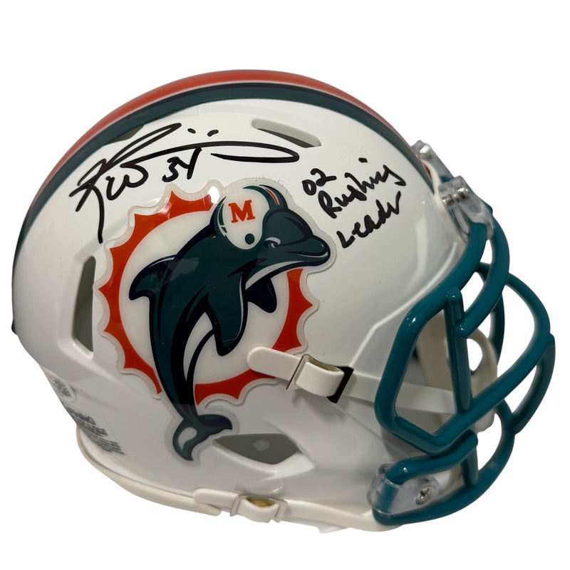 Ricky Williams Signed Miami Dolphins Throwback Mini Helmet 02 Rushing Leader JSA