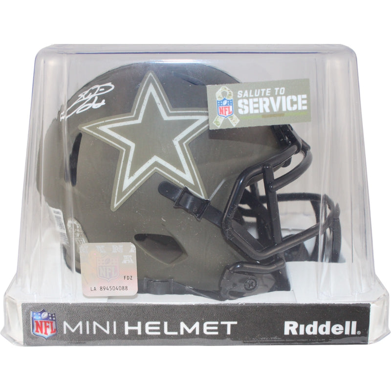 Emmitt Smith Signed Dallas Cowboys 2022 Salute to Service Mini Helmet