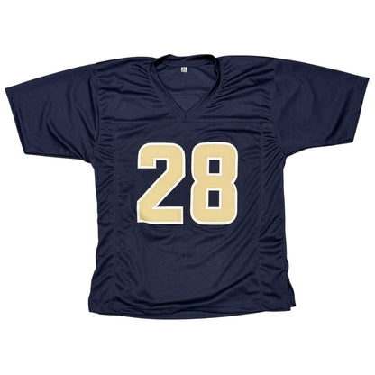Marshall Faulk Autographed St. Louis Rams Custom Navy Jersey