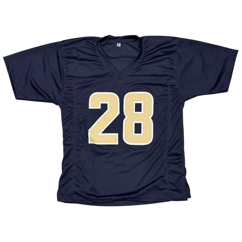 Marshall Faulk Autographed St. Louis Rams Custom Navy Jersey
