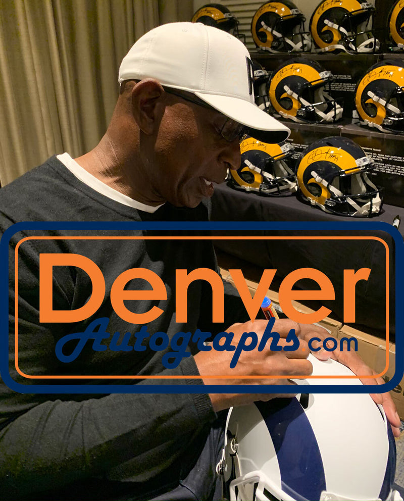 Eric Dickerson Signed Los Angeles Rams Full Size Flat White Helmet HOF