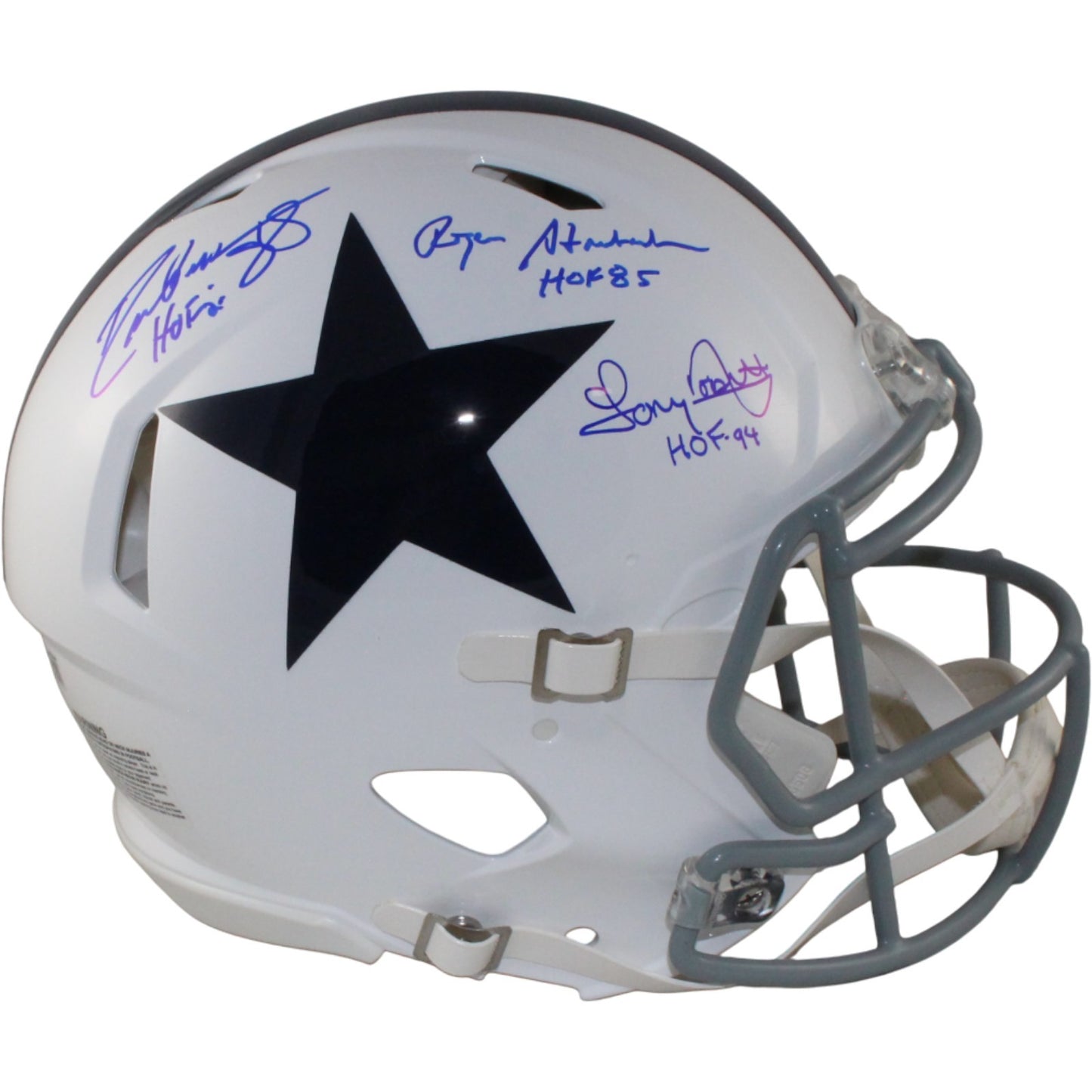 Roger Staubach, Tony Dorsett & Drew Pearson Signed Cowboys Authentic TB Helmet
