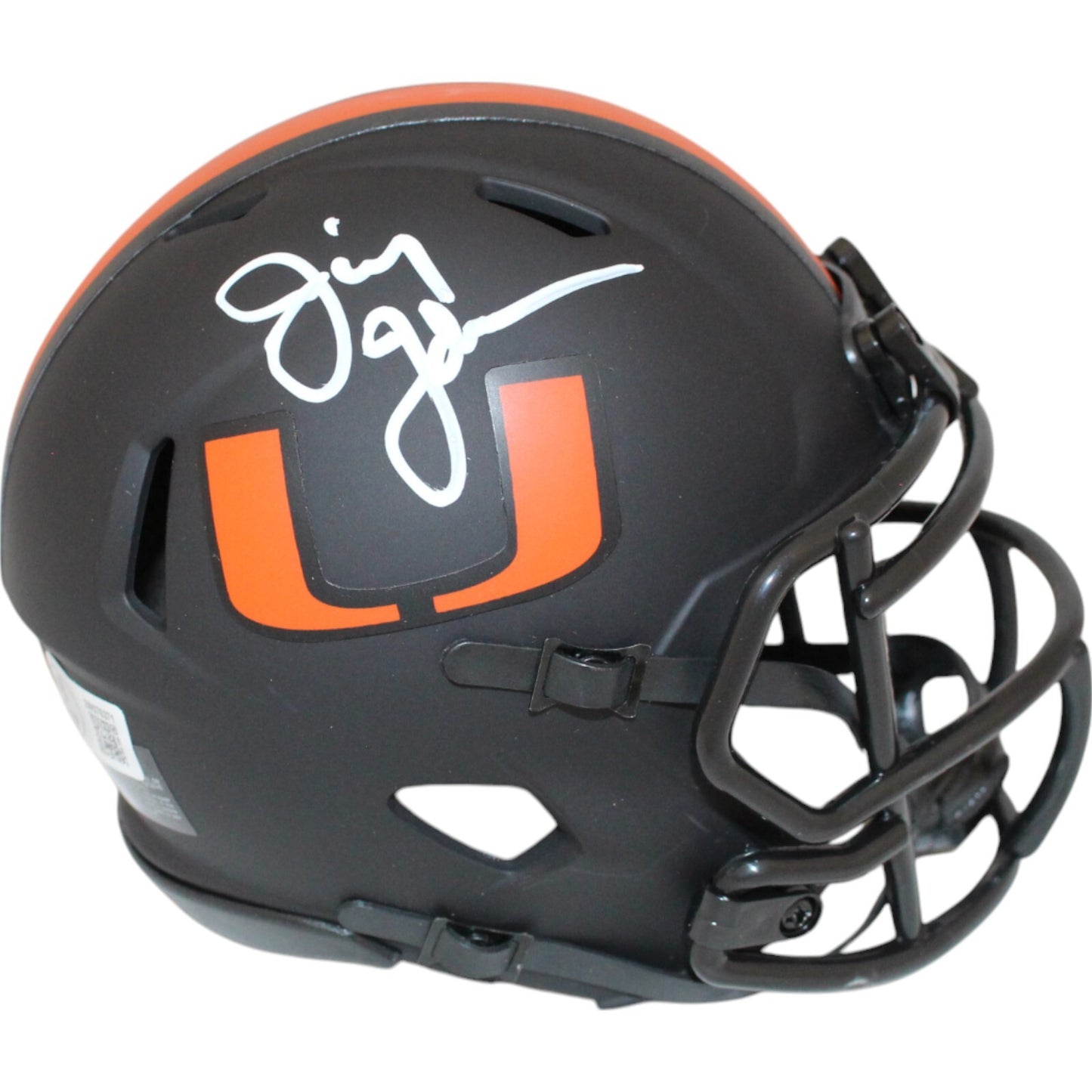 Jimmy Johnson Miami Hurricanes Eclipse Speed Mini Helmet Autographed