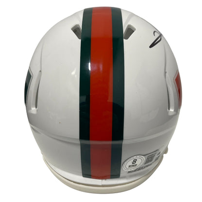 Clinton Portis Signed Miami Hurricanes Speed Mini Helmet Beckett Witness