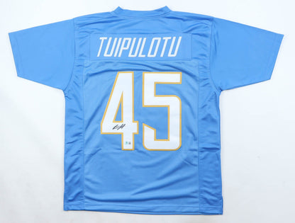 Tuli Tuipulotu Autographed Los Angeles Chargers Light Blue Jersey
