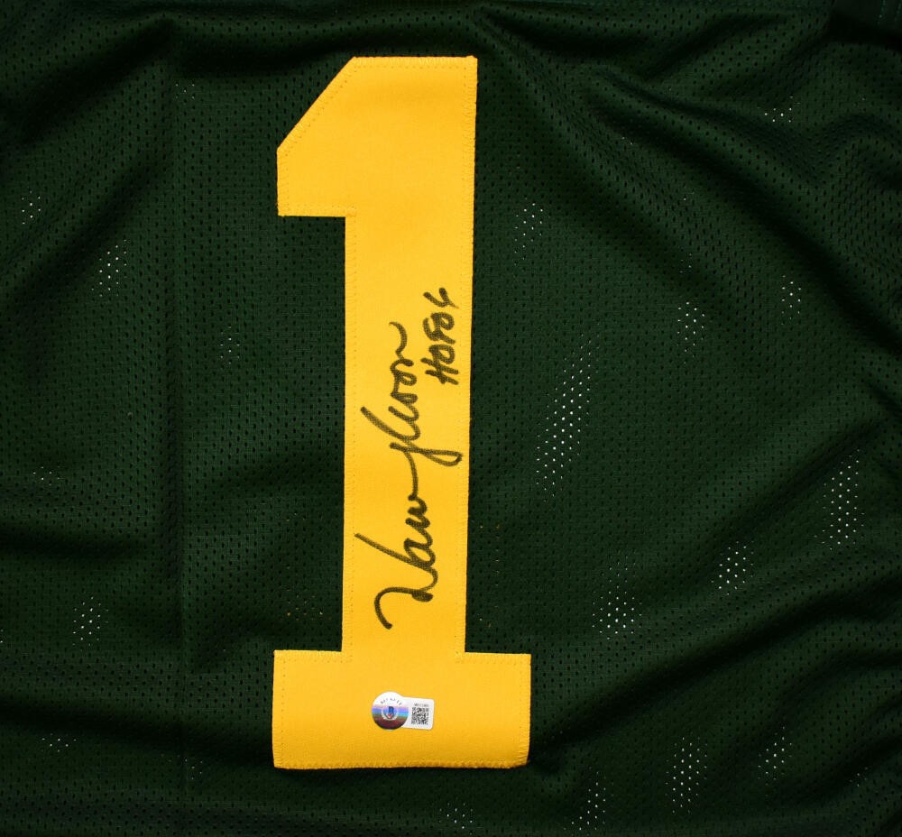 Warren Moon Autographed Green Custom Jersey with HOF Inscription
