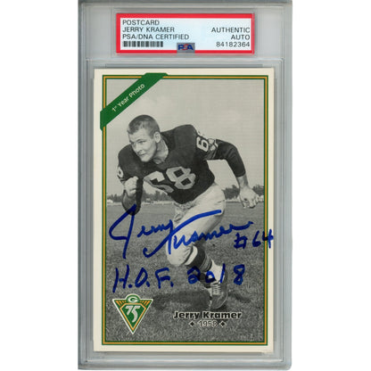 Jerry Kramer Autographed Green Bay Packers Postcard - PSA Slabbed