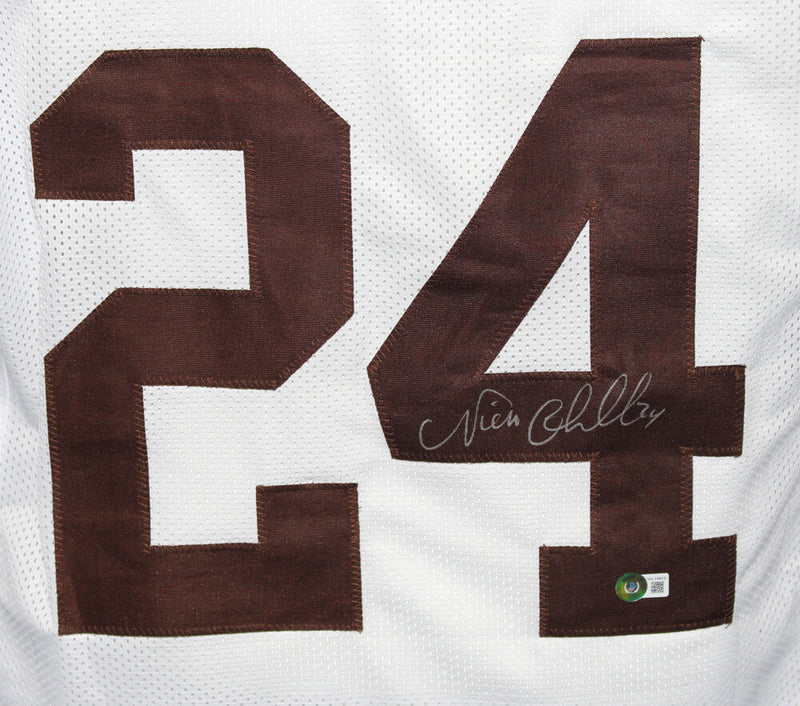Nick Chubb Signed Cleveland Browns Custom Pro Style White Jersey BAS