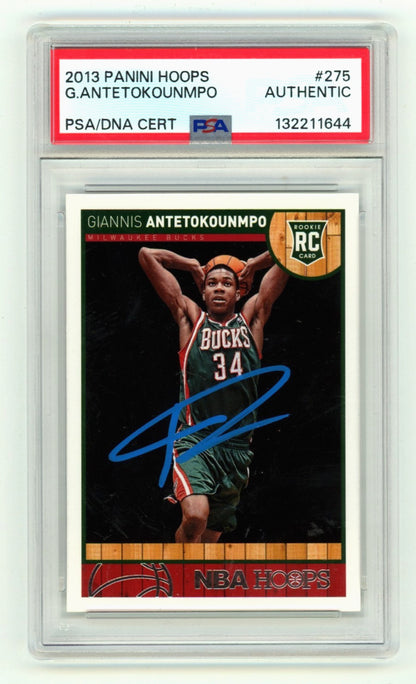Giannis Antetokounmpo Signed 2013-14 Panini NBA Hoops #275 Rookie Card PSA