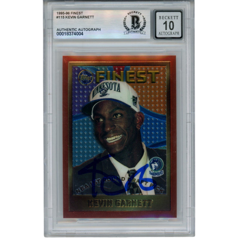 Kevin Garnett Autographed 1995-96 Topps Finest #115 Trading Card