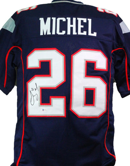 Sony Michel Autographed New England Patriots Style Blue Jersey
