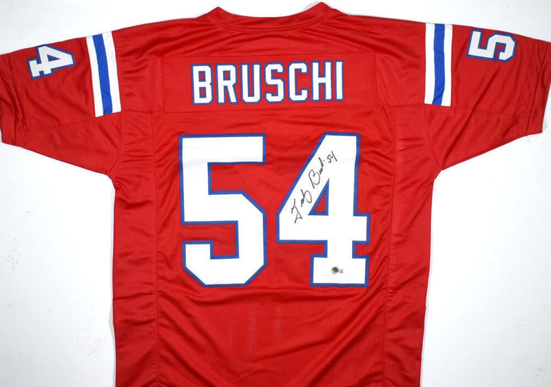 Tedy Bruschi Autographed New England Patriots Red Custom Jersey