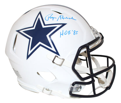 Roger Staubach Signed Dallas Cowboys Flat White Authentic Full Size Helmet