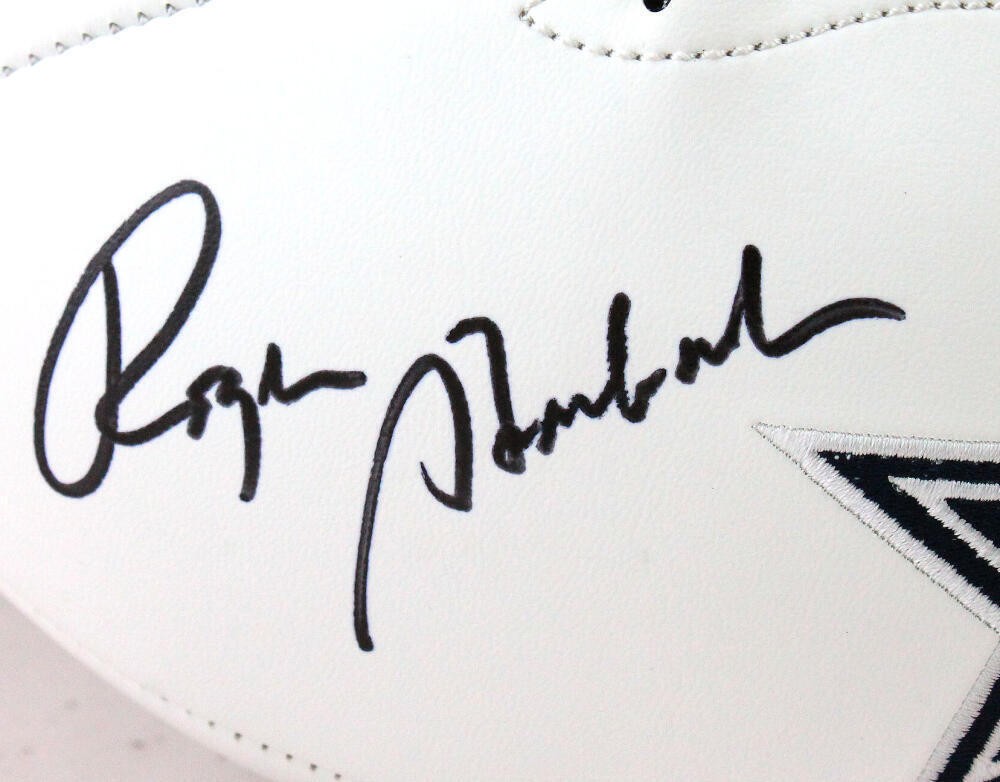 Roger Staubach Autographed Dallas Cowboys Logo Football