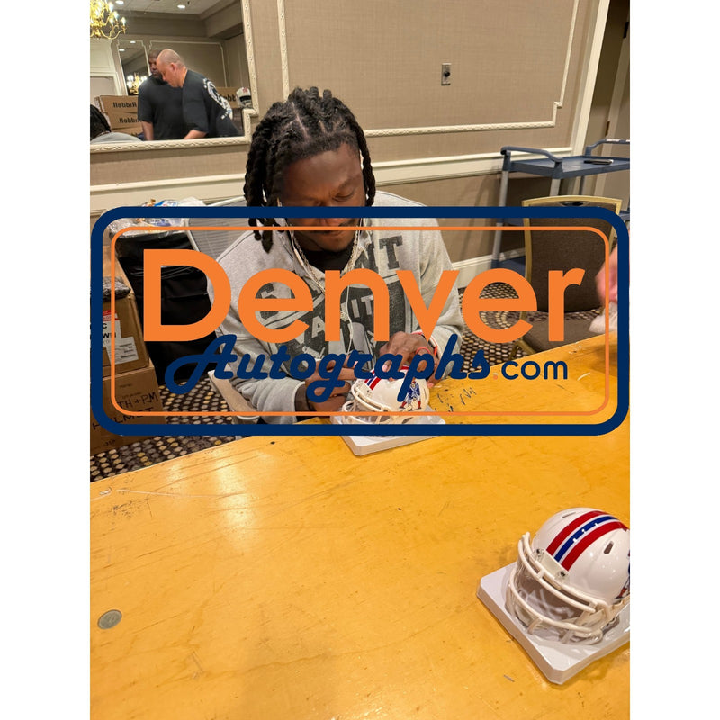 AJ Brown Signed New England Patriots Throwback Mini Helmet