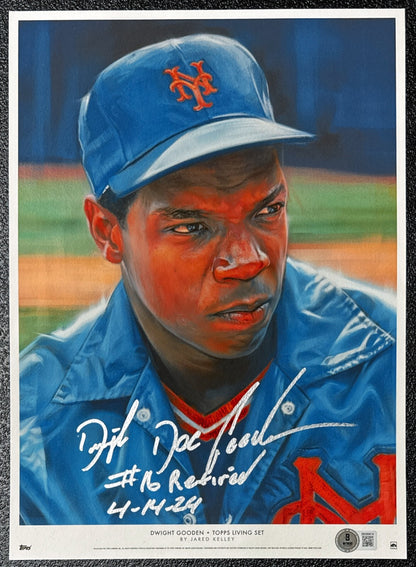 Doc Gooden Autographed 10x14 Topps Living Art Print (Beckett COA)
