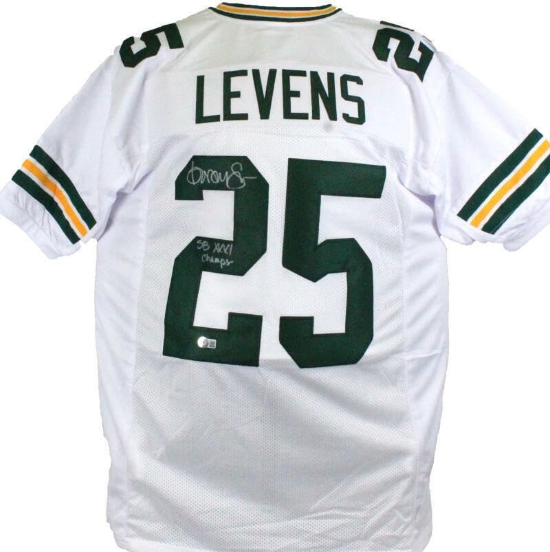Dorsey Levens Signed Green Bay Packers White Custom Jersey "SB Champs"