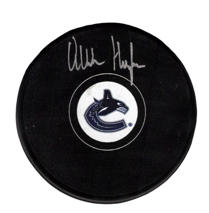 Quinn Hughes Signed Vancouver Canucks Logo Hockey Puck