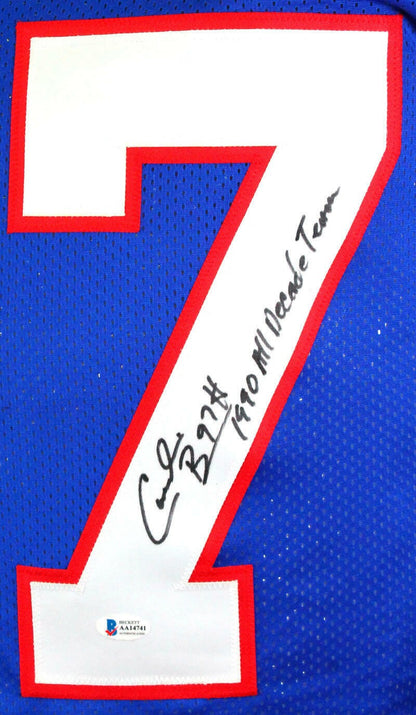 Cornelius Bennett Signed Blue Custom Jersey with Inscription