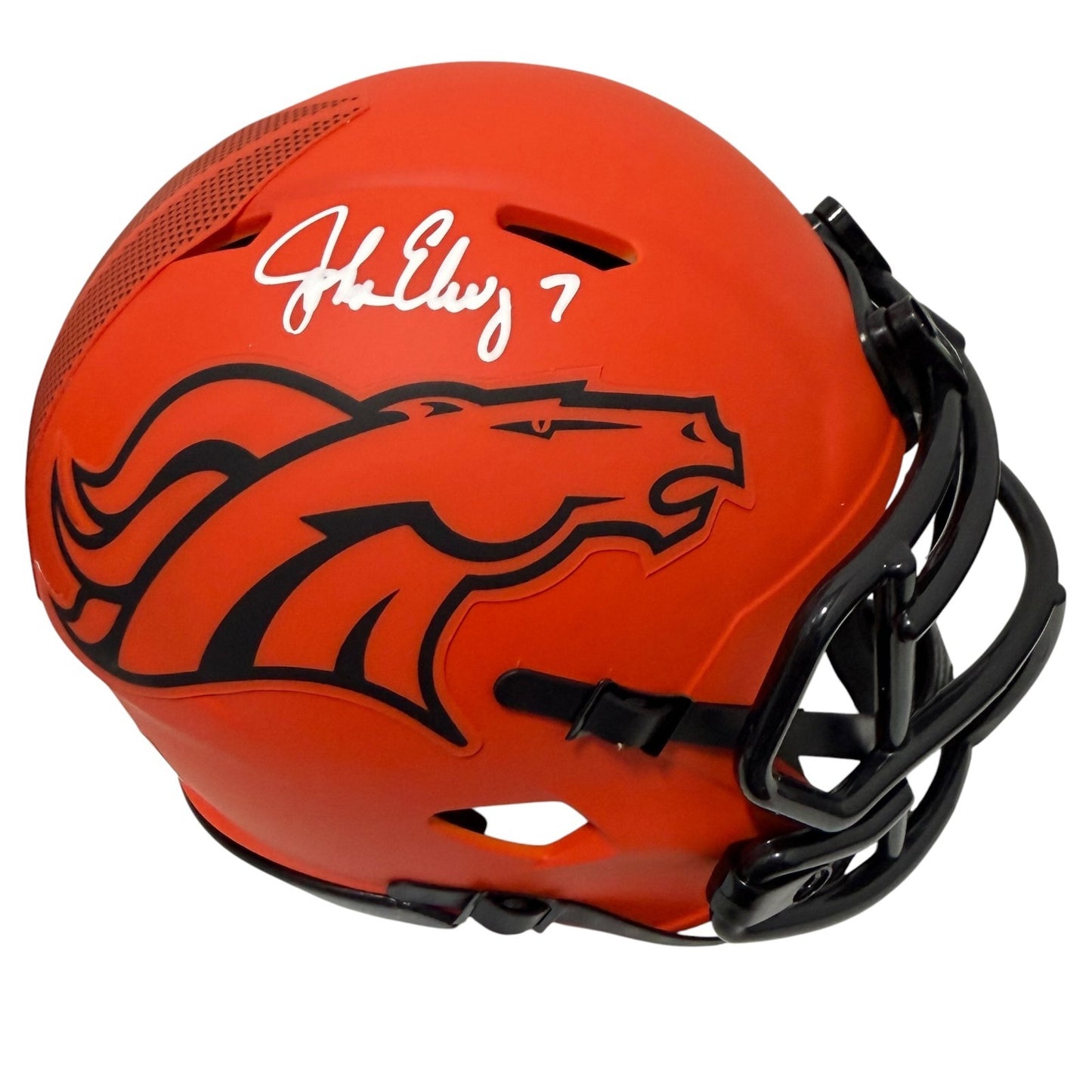 John Elway Denver Broncos Signed Riddell Rave Mini Helmet JSA