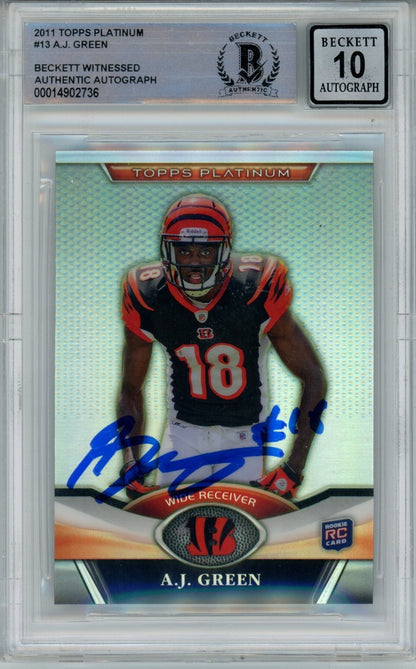 AJ Green Signed Cincinnati Bengals 2011 Topps Platinum Card BAS Auto 10