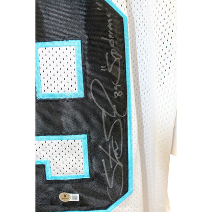 Steve Smith Signed Carolina Panthers White Reebok Jersey - Spiderman