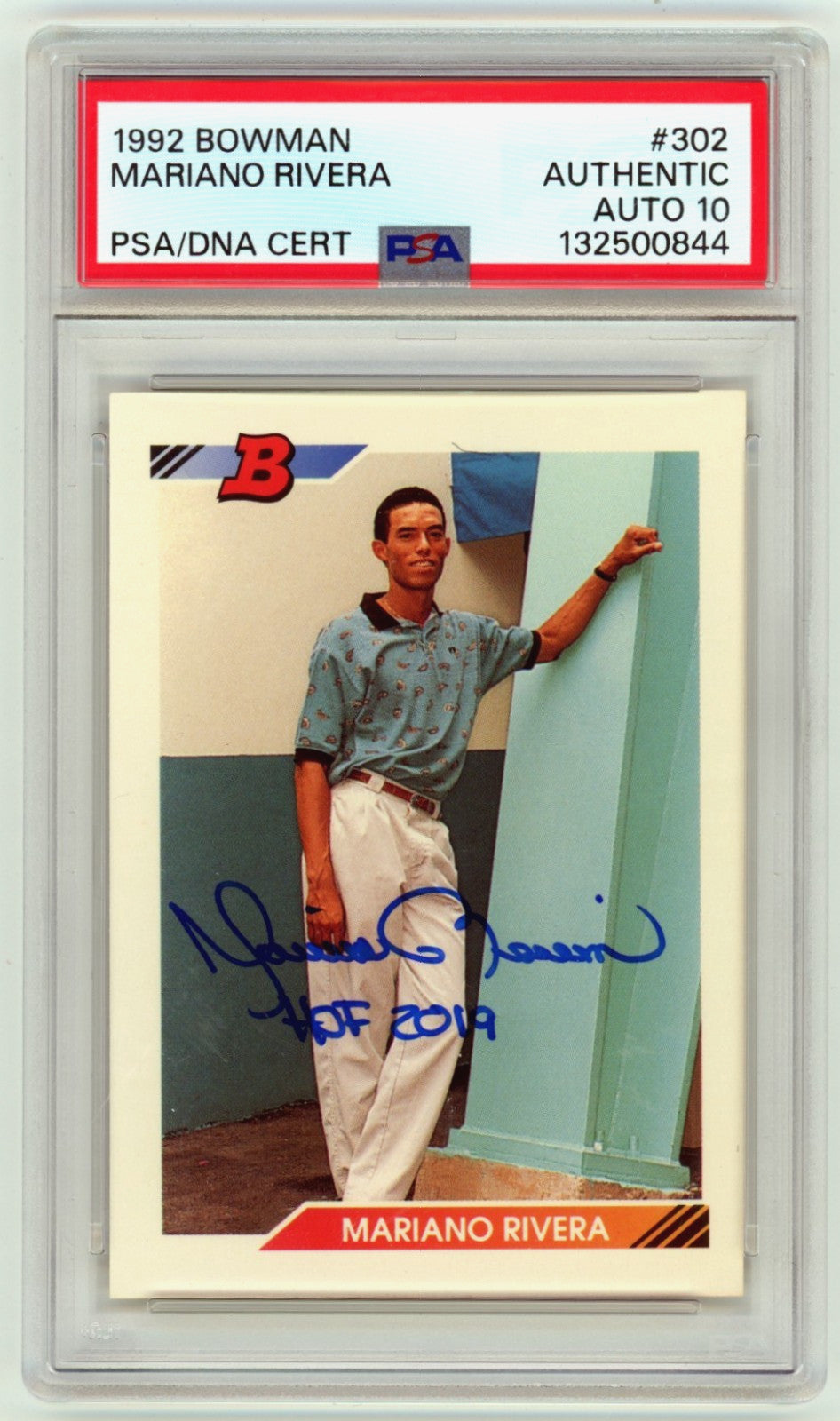 Mariano Rivera Signed 1992 Bowman #302 Rookie Card PSA 10 Auto HOF 2019