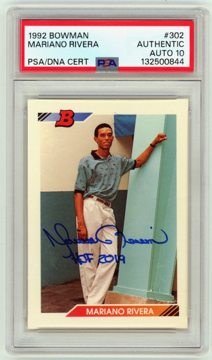 Mariano Rivera Signed 1992 Bowman #302 Rookie Card PSA 10 Auto HOF 2019
