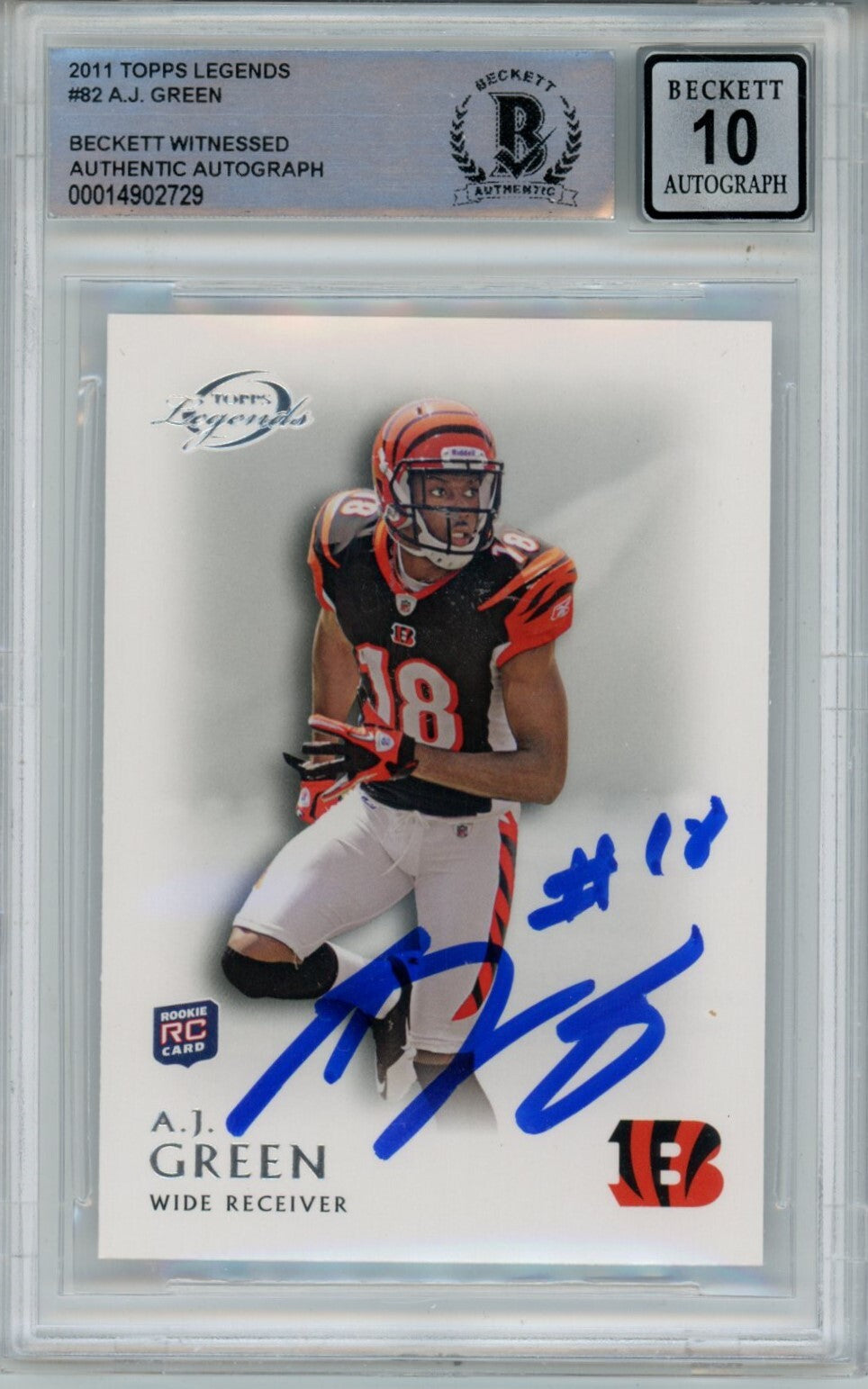 AJ Green Signed Cincinnati Bengals 2011 Topps Legends #82 Trading Card BAS 10