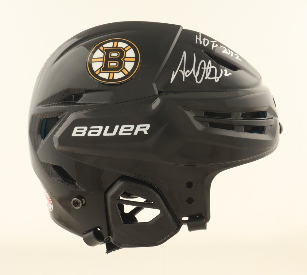 Adam Oates Signed Boston Bruins Full Size Hockey Helmet HOF Inscription