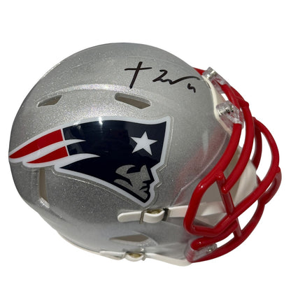 TreVeyon Henderson Signed New England Patriots Speed Mini Helmet