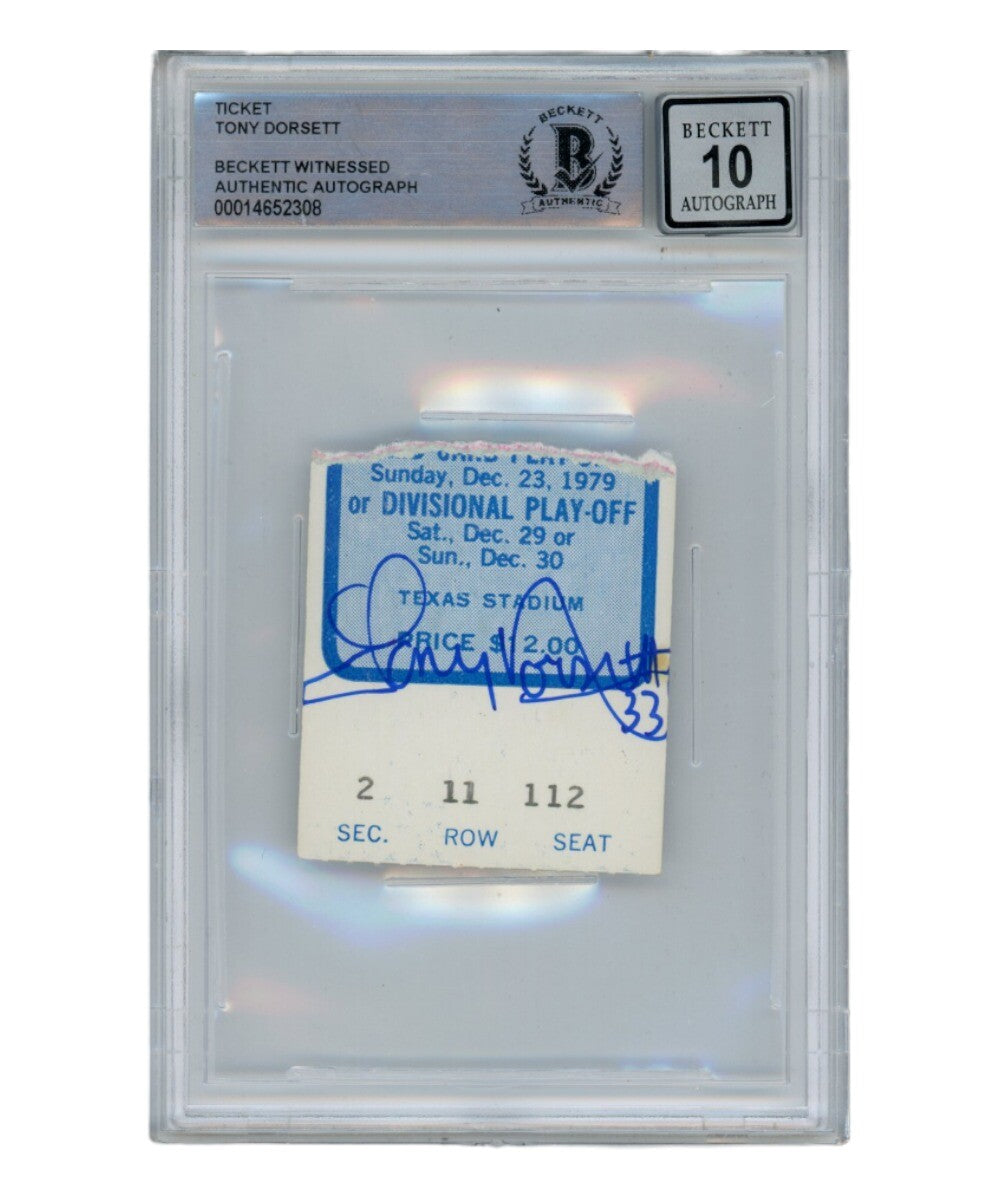 Tony Dorsett Autographed Dallas Cowboys 1979 Playoff Ticket Stub Beckett