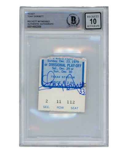 Tony Dorsett Autographed Dallas Cowboys 1979 Playoff Ticket Stub Beckett
