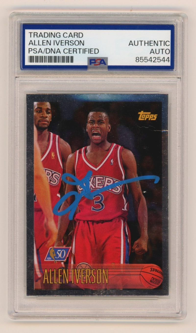 Allen Iverson Signed 1996-97 Topps Rookie Card #171 PSA Authentic Auto