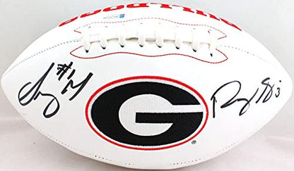 Roquan Smith & Sony Michel Signed Georgia Bulldogs Logo Football