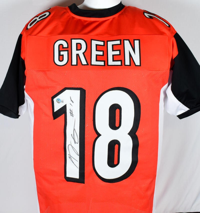 A.J. Green Autographed Orange Custom Football Jersey