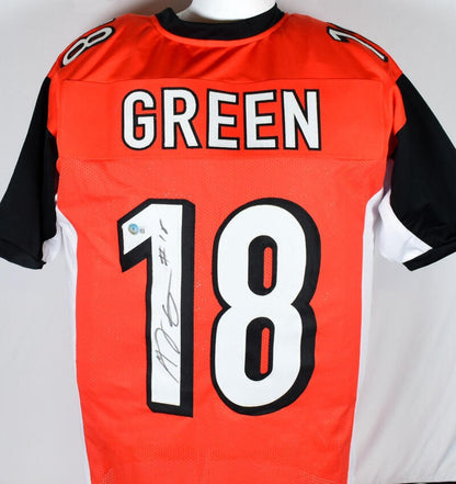 A.J. Green Autographed Orange Custom Football Jersey