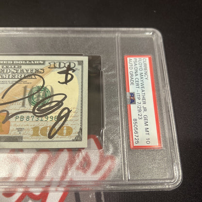 Floyd Mayweather Jr. Signed $100 Bill with 4 Inscriptions PSA 10