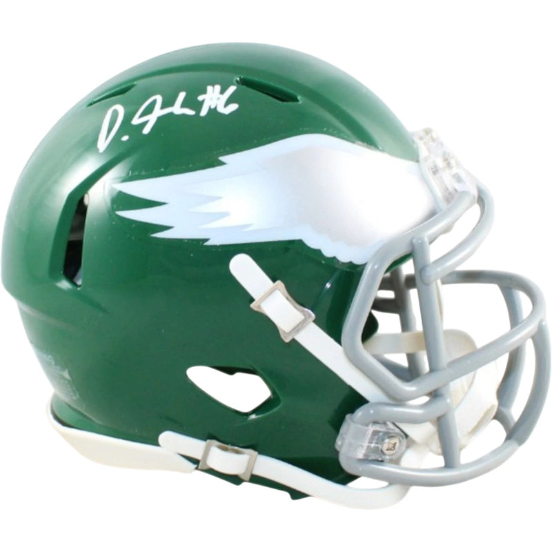 DeVonta Smith Autographed Philadelphia Eagles Throwback Mini Helmet