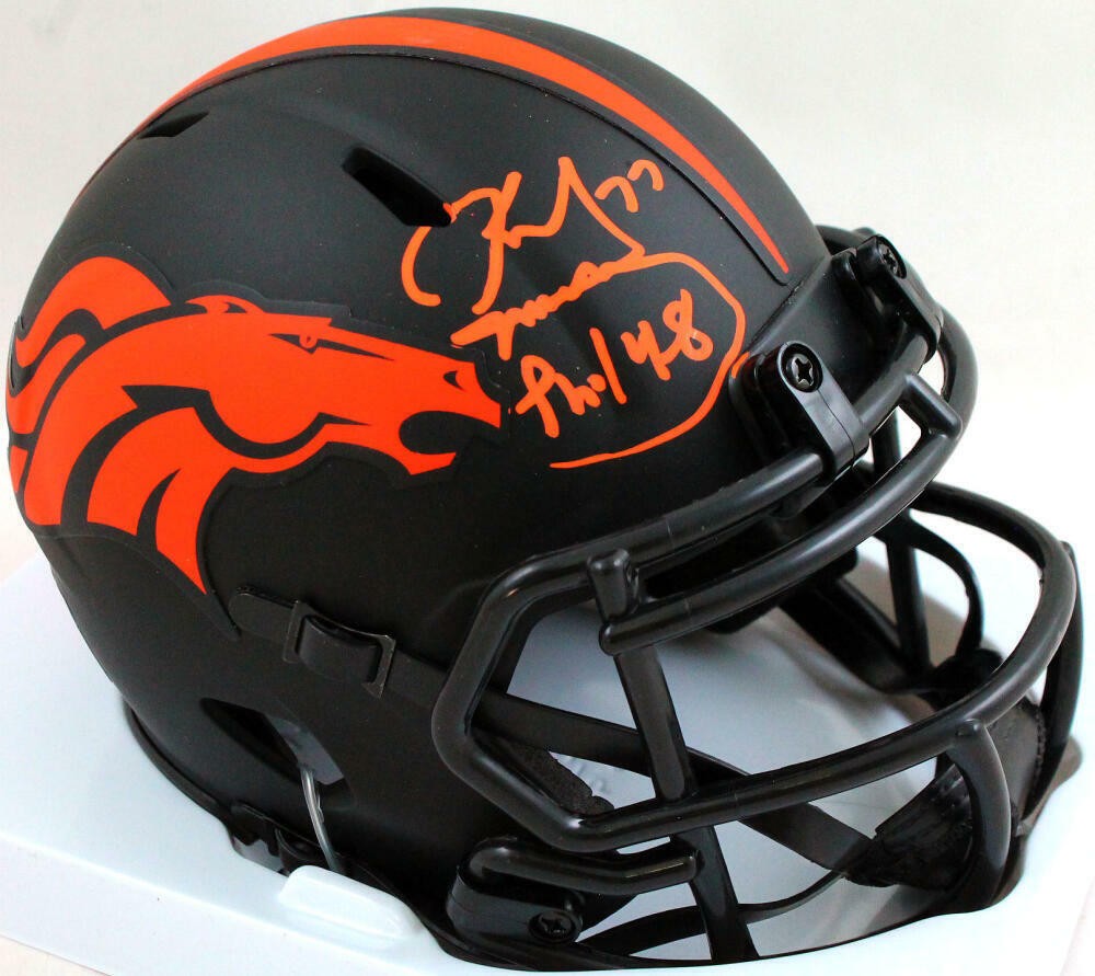 Karl Mecklenburg Signed Denver Broncos Eclipse Speed Mini Helmet