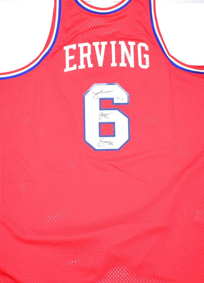 Julius Erving Autographed Philadelphia 76ers Red Mitchell & Ness Jersey