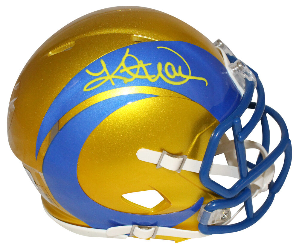 Kurt Warner Autographed Los Angeles Rams Flash Speed Mini Helmet BAS
