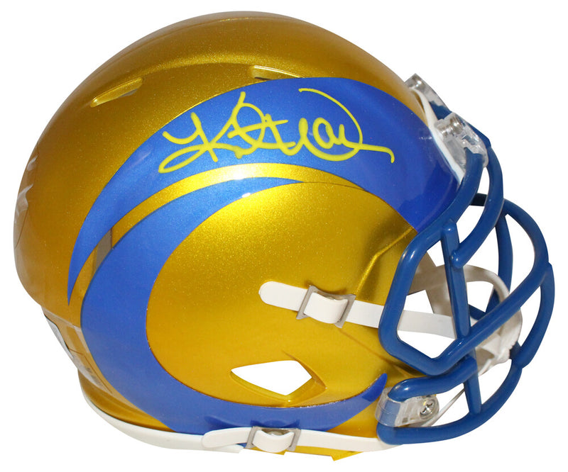 Kurt Warner Autographed Los Angeles Rams Flash Speed Mini Helmet BAS