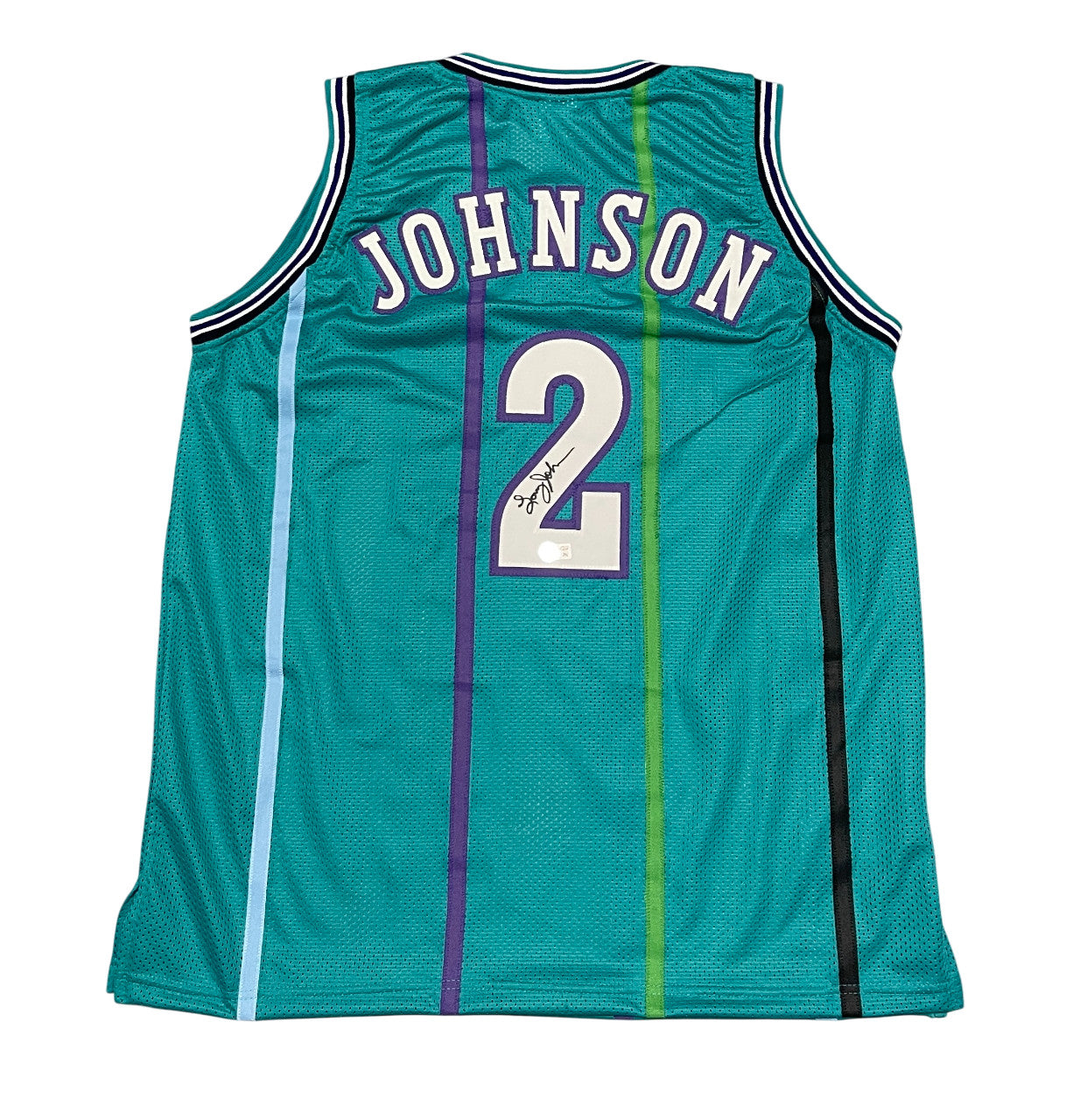 Larry Johnson Signed Charlotte Custom Basketball Jersey Beckett COA