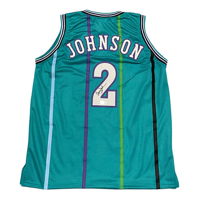 Larry Johnson Signed Charlotte Custom Basketball Jersey Beckett COA