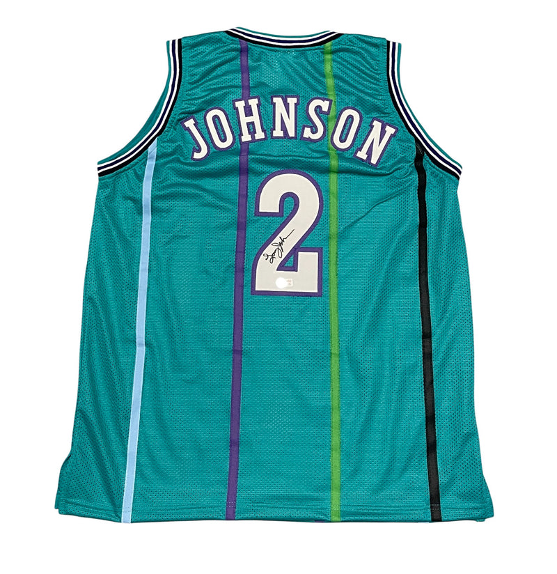 Larry Johnson Signed Charlotte Custom Basketball Jersey Beckett COA