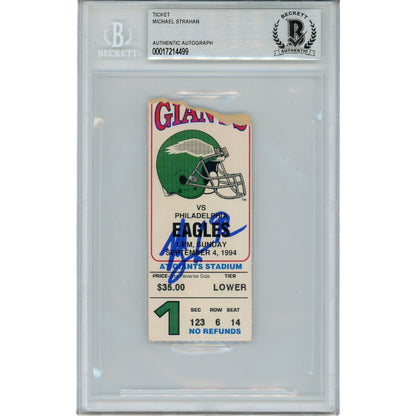 Michael Strahan Signed New York Giants 9/4/1994 Ticket Stub (BAS Slabbed)
