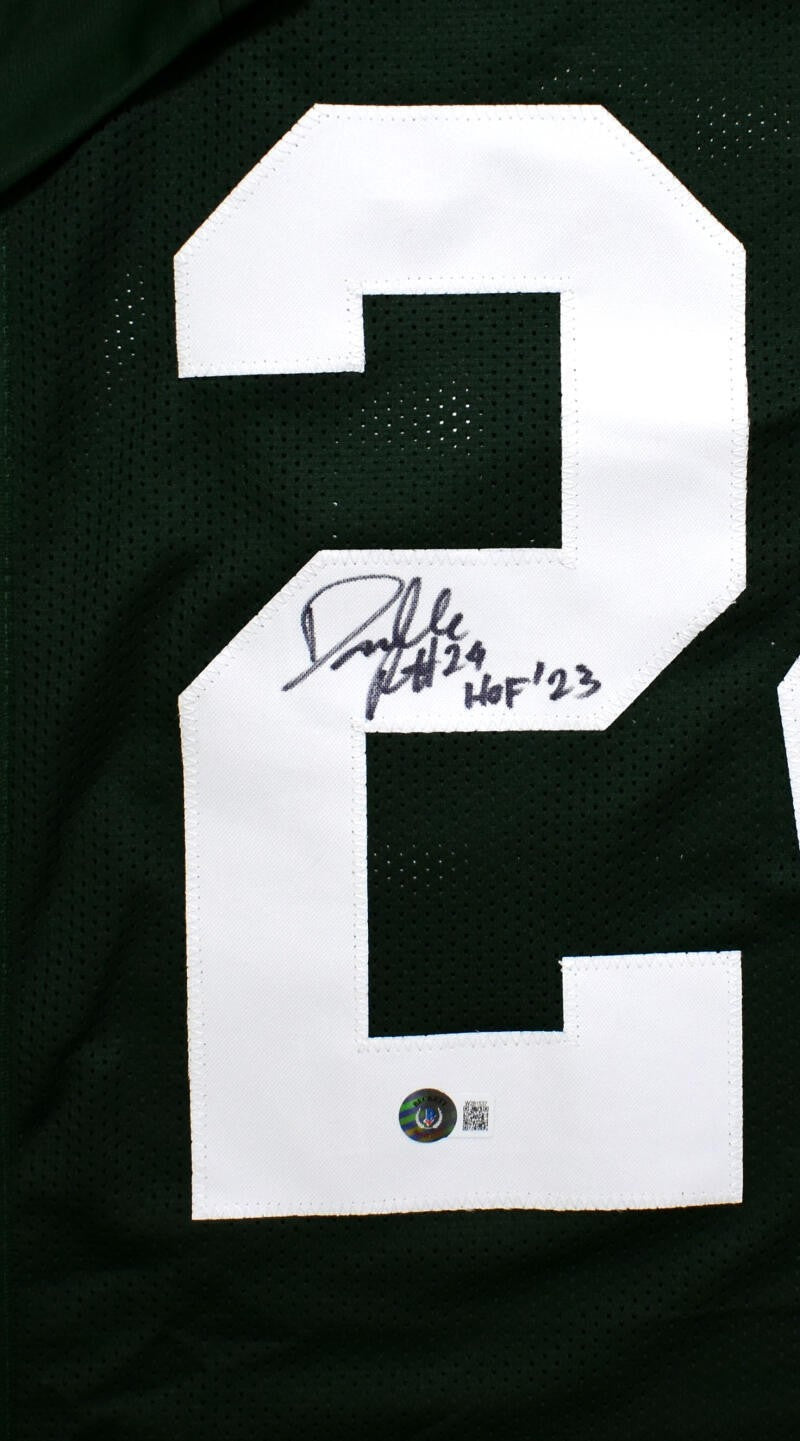 Darrelle Revis Signed New York Jets Green Custom Jersey HOF Inscribed