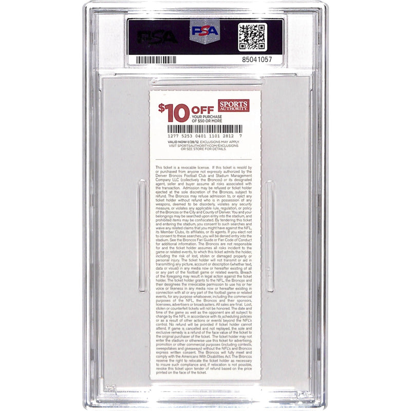 Von Miller Signed Denver Broncos NFL Debut Ticket Stub (PSA Slabbed)